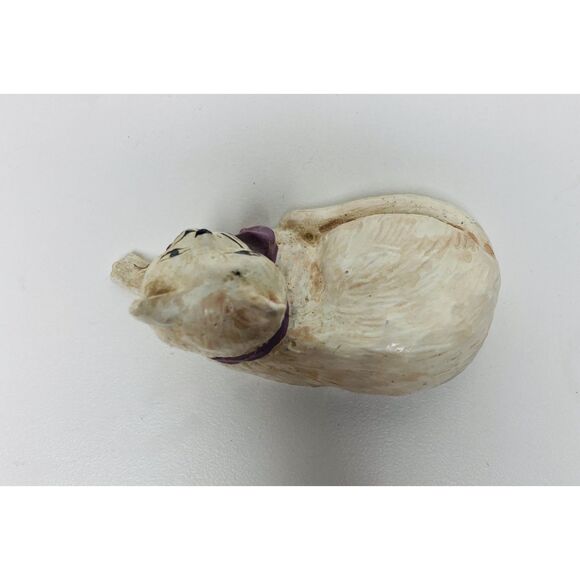 Vintage White Cat with Ribbon Decorative Figurine - Picture 3 of 6